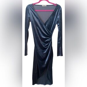 NWOT Velvet Long Sleeve Dress in Blue